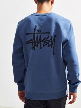Stussy Classic Crew Sweatshirt Steel Blue Mens S